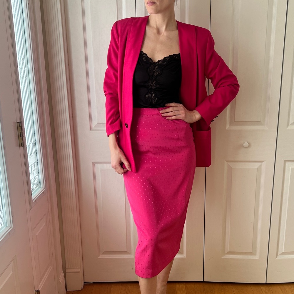 Simon Chang Hot Pink Highwaisted Pencil Skirt